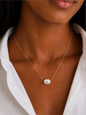 New! Preppy 18K Gold Plated Evil Eye Pendant Necklace NWOT 5063